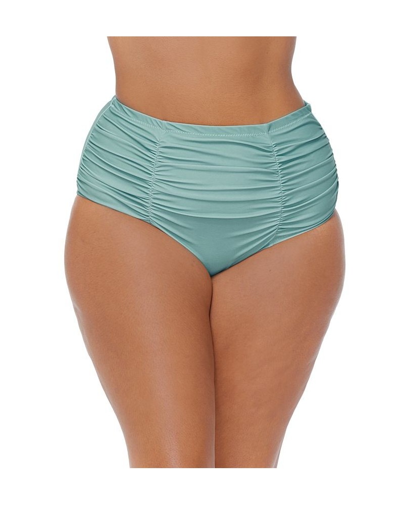 Plus Size Solid Ruched Costa Swim Bottoms Jade $24.60 Swimsuits