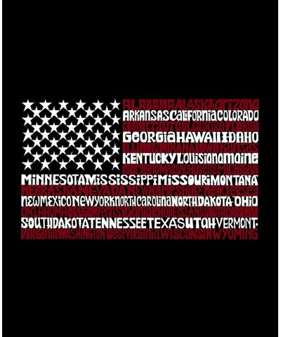 Women's 50 States USA Flag Word Art T-shirt Black $17.50 Tops