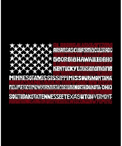 Women's 50 States USA Flag Word Art T-shirt Black $17.50 Tops