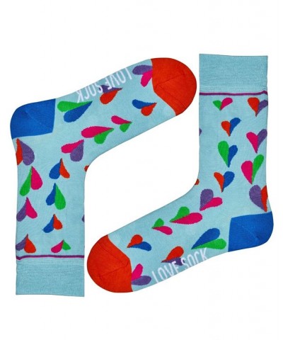 Funky Hearts Organic Cotton Women's Crew Socks Blue $15.00 Socks