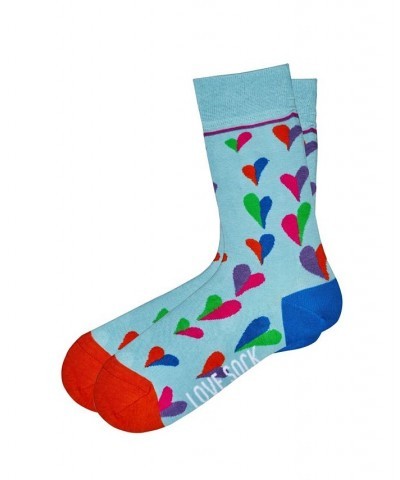 Funky Hearts Organic Cotton Women's Crew Socks Blue $15.00 Socks