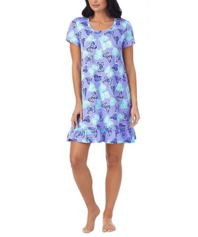 Women's Ruffled Butterfly-Print Sleepshirt Periwinkle Grid $12.40 Sleepwear