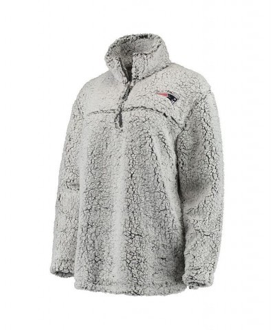 Women's Gray New England Patriots Sherpa Quarter-Zip Pullover Jacket Gray $35.04 Jackets