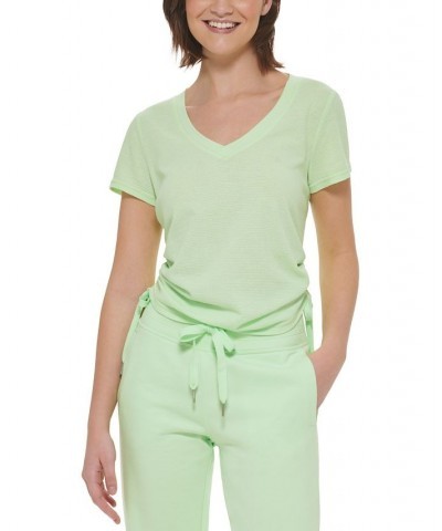 Calvin Klein Women's Sport Ruched Side Short Sleeve T-Shirt Lime Mint $15.77 Tops