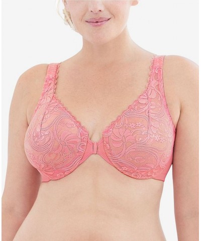 Women's Full Figure Plus Size Wonderwire Front Close Stretch Lace Bra Apricot $20.70 Bras