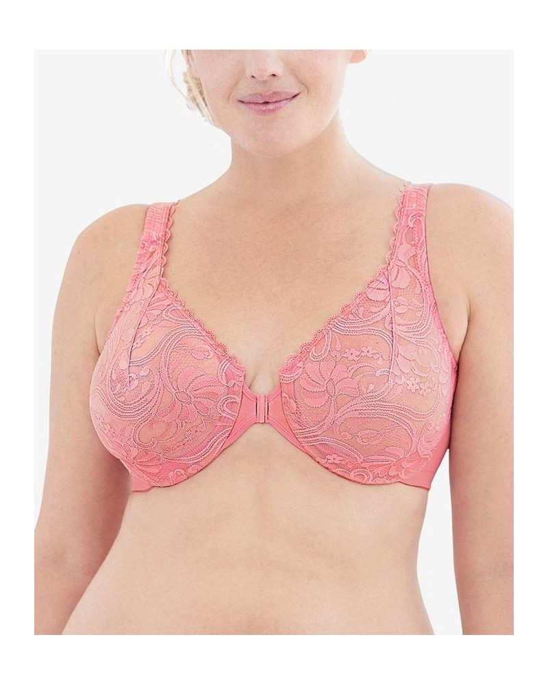 Women's Full Figure Plus Size Wonderwire Front Close Stretch Lace Bra Apricot $20.70 Bras