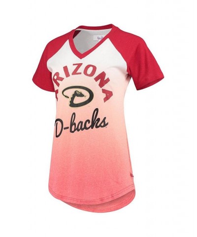 Women's Red White Arizona Diamondbacks Shortstop Ombre Raglan V-Neck T-shirt Red, White $26.40 Tops