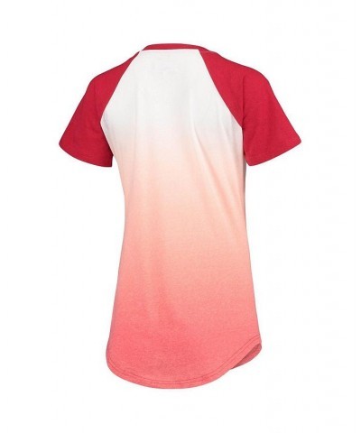 Women's Red White Arizona Diamondbacks Shortstop Ombre Raglan V-Neck T-shirt Red, White $26.40 Tops