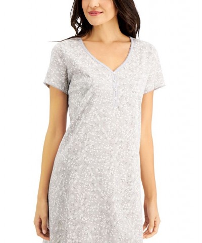 The Everyday Cotton Printed Sleep Shirt Gray $13.91 Sleepwear