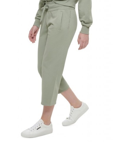 Women's Cropped Ribbed-Drawstring-Waist Active Pants Sagebrush $19.08 Pants