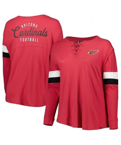 Women's Cardinal Arizona Cardinals Plus Size Athletic Varsity Lace-Up V-Neck Long Sleeve T-shirt Cardinal $29.00 Tops