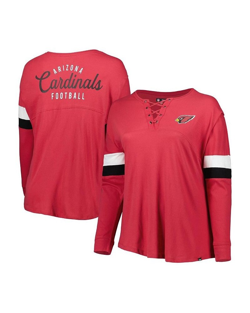 Women's Cardinal Arizona Cardinals Plus Size Athletic Varsity Lace-Up V-Neck Long Sleeve T-shirt Cardinal $29.00 Tops
