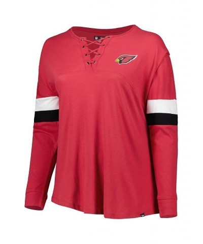 Women's Cardinal Arizona Cardinals Plus Size Athletic Varsity Lace-Up V-Neck Long Sleeve T-shirt Cardinal $29.00 Tops