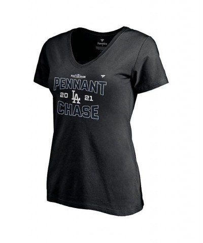 Women's Black Los Angeles Dodgers 2021 Division Series Winner Locker Room V-Neck T-Shirt Black $19.43 Tops