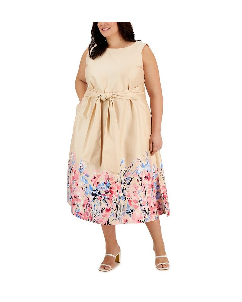 Plus Size Printed Sateen Midi Dress Crema Multi $38.86 Dresses