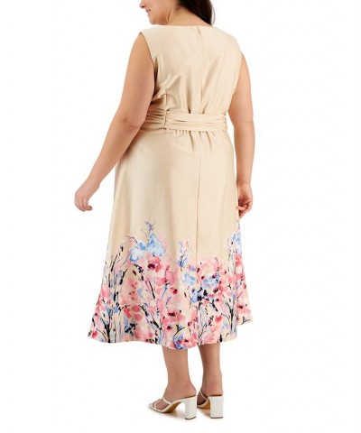 Plus Size Printed Sateen Midi Dress Crema Multi $38.86 Dresses