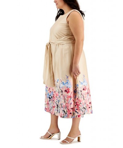 Plus Size Printed Sateen Midi Dress Crema Multi $38.86 Dresses