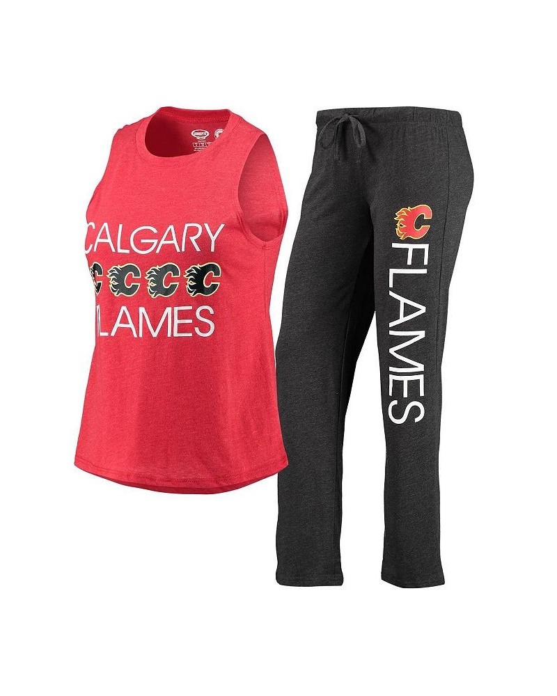 Women's Red Black Calgary Flames Meter Tank Top and Pants Sleep Set Red, Black $28.60 Pajama