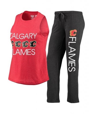 Women's Red Black Calgary Flames Meter Tank Top and Pants Sleep Set Red, Black $28.60 Pajama