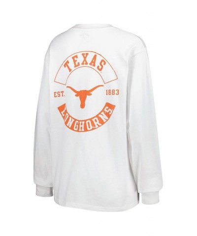 Women's White Texas Longhorns Oversized Pocket Long Sleeve T-shirt White $35.39 Tops