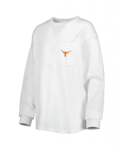 Women's White Texas Longhorns Oversized Pocket Long Sleeve T-shirt White $35.39 Tops