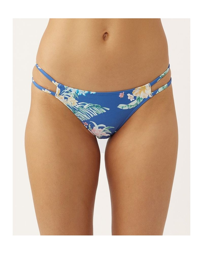 Juniors' Tulum Tropical Cardiff Printed Bikini Bottoms Classic Blue $26.73 Swimsuits