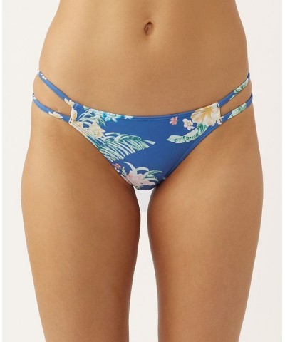 Juniors' Tulum Tropical Cardiff Printed Bikini Bottoms Classic Blue $26.73 Swimsuits