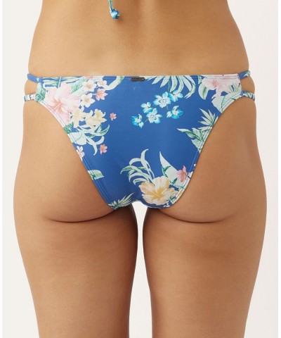 Juniors' Tulum Tropical Cardiff Printed Bikini Bottoms Classic Blue $26.73 Swimsuits