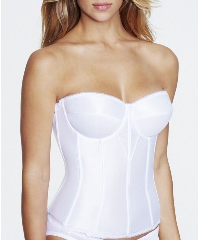 Juliette Satin Corset Strapless Longline 8950 White $39.99 Bras