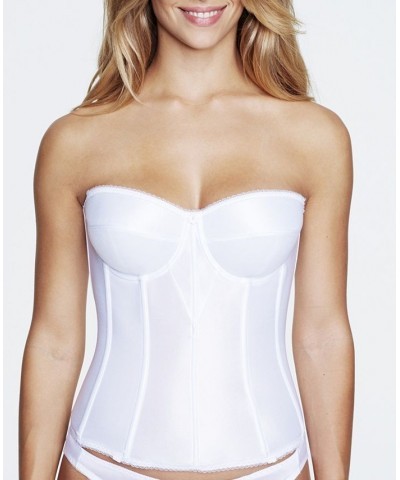 Juliette Satin Corset Strapless Longline 8950 White $39.99 Bras