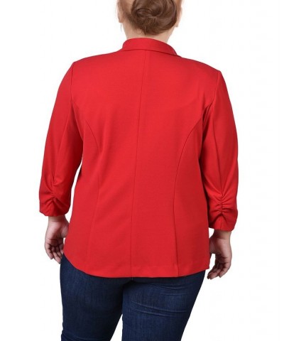 Plus Size 3/4 Sleeve Scuba Crepe Jacket Red $14.10 Jackets