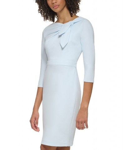 Women's Bow-Neck Scuba Crepe Sheath Dress Blue $60.63 Dresses