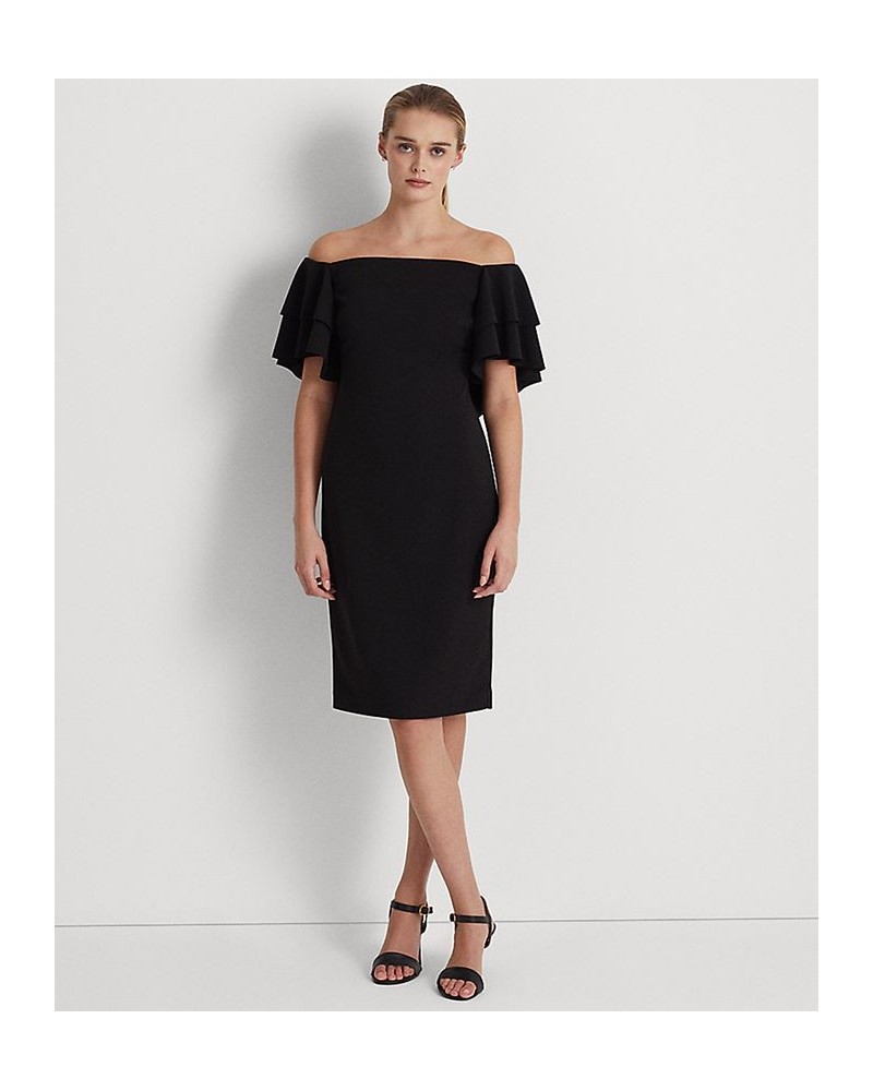 Women's Crepe Off-the-Shoulder Cocktail Dress Black $57.35 Dresses
