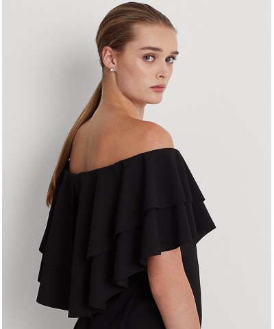 Women's Crepe Off-the-Shoulder Cocktail Dress Black $57.35 Dresses