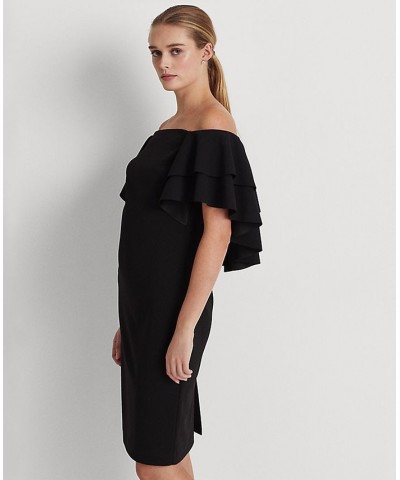 Women's Crepe Off-the-Shoulder Cocktail Dress Black $57.35 Dresses