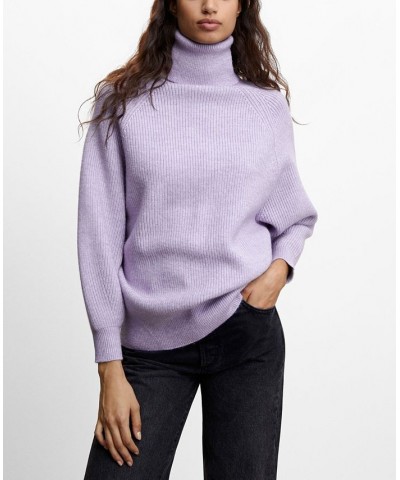 Women's Rolled Neck Cable Sweater Light, Pastel Purple $29.40 Sweaters