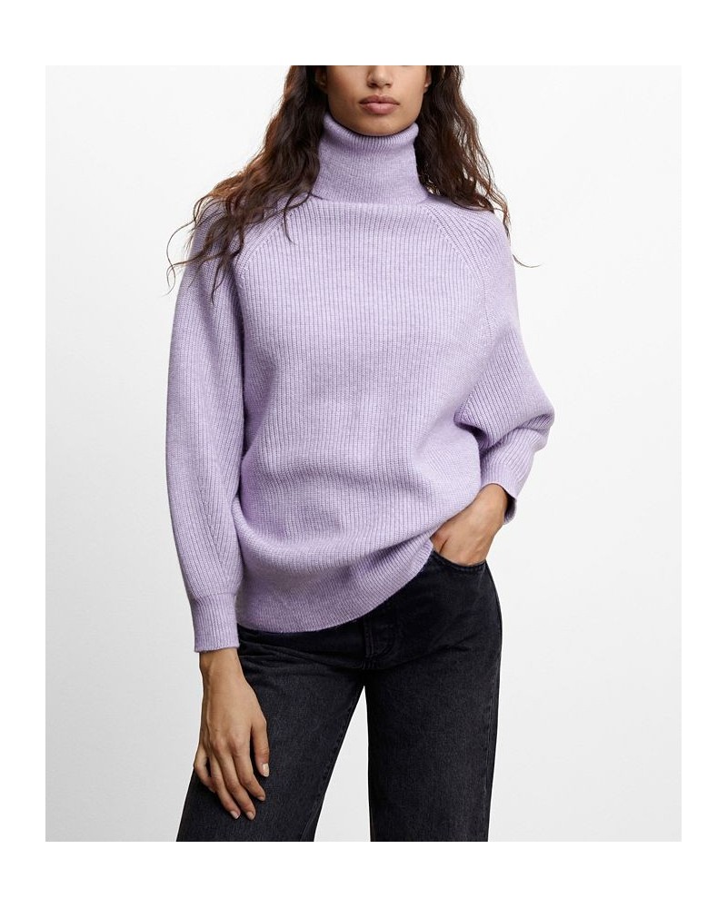 Women's Rolled Neck Cable Sweater Light, Pastel Purple $29.40 Sweaters