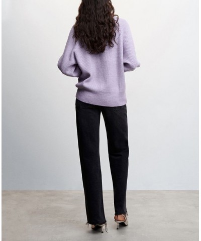 Women's Rolled Neck Cable Sweater Light, Pastel Purple $29.40 Sweaters