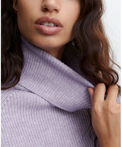 Women's Rolled Neck Cable Sweater Light, Pastel Purple $29.40 Sweaters