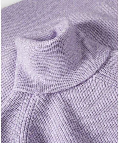 Women's Rolled Neck Cable Sweater Light, Pastel Purple $29.40 Sweaters