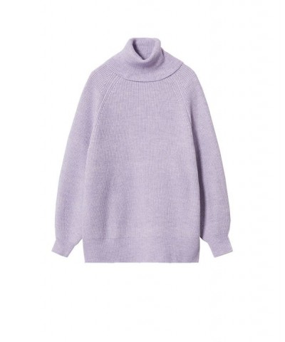 Women's Rolled Neck Cable Sweater Light, Pastel Purple $29.40 Sweaters