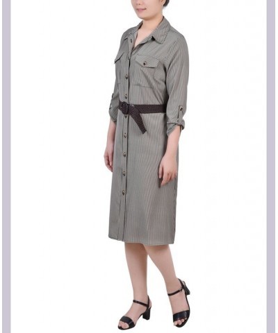 Petite 3/4 Roll Tab Sleeve Shirtdress Dynamic Torterella $20.52 Dresses