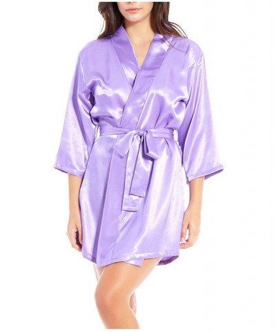 Women's Ultra Soft Satin Lounge and Poolside Robe Lavender $26.45 Lingerie