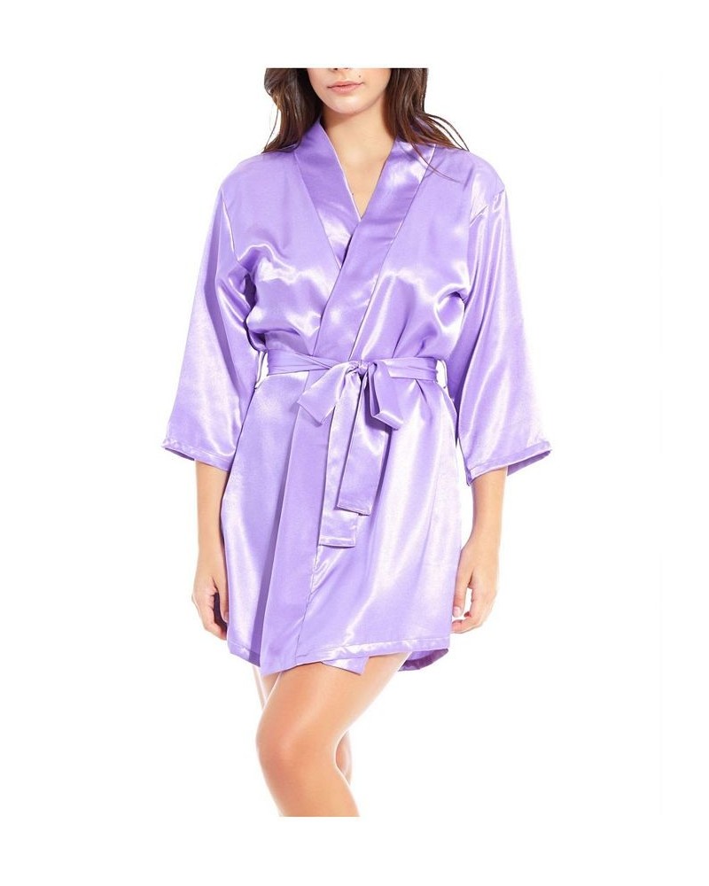 Women's Ultra Soft Satin Lounge and Poolside Robe Lavender $26.45 Lingerie