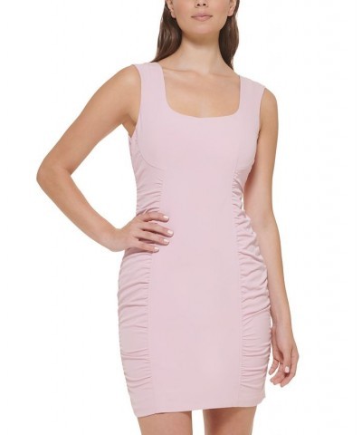 Women's Side-Ruched Square-Neck Bodycon Dress Light Rose $63.48 Dresses