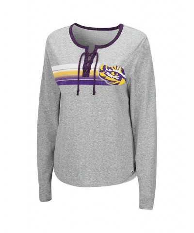 Women's Heathered Gray LSU Tigers Sundial Tri-Blend Long Sleeve Lace-Up T-shirt Heathered Gray $21.00 Tops