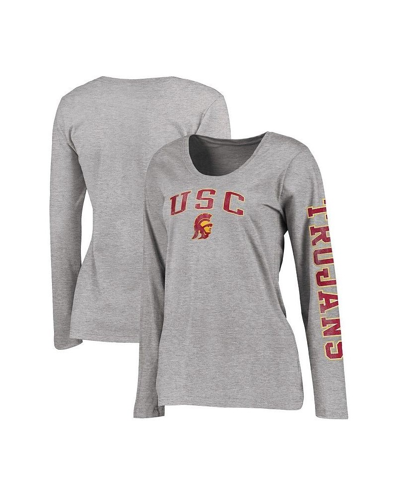 Women's Branded Heathered Gray USC Trojans Campus Long Sleeve T-shirt Heathered Gray $17.27 Tops