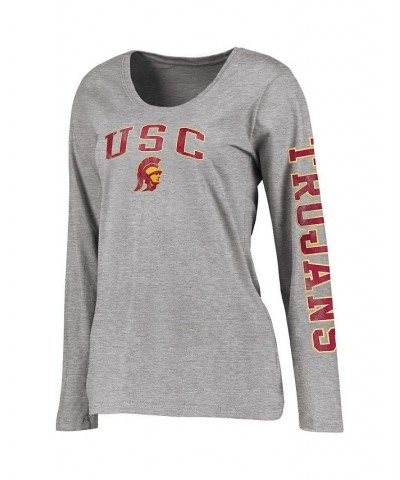 Women's Branded Heathered Gray USC Trojans Campus Long Sleeve T-shirt Heathered Gray $17.27 Tops