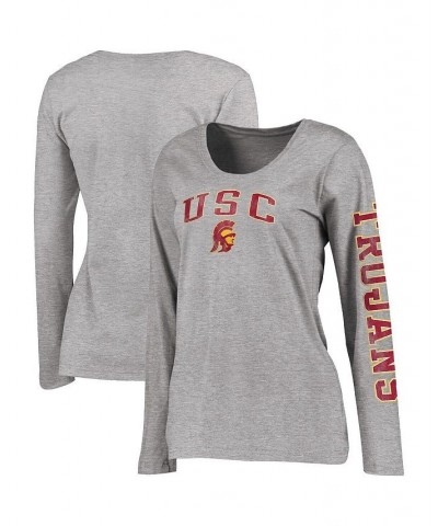 Women's Branded Heathered Gray USC Trojans Campus Long Sleeve T-shirt Heathered Gray $17.27 Tops