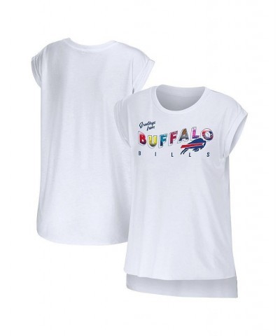 Women's White Buffalo Bills Greetings From Muscle T-shirt White $25.95 Tops